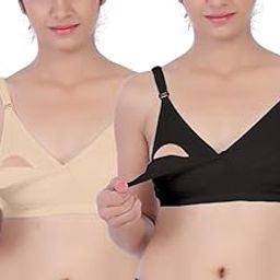 Cotton Women's Nursing Bra - Pack Of 3, Skin-image-95