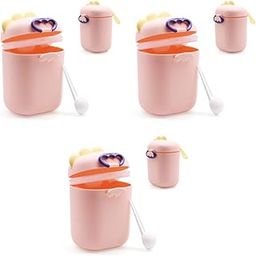 SNOWIE SOFT® 300 Grams Baby Formula Dispenser Portable Milk Powder Container with Carrying Handle Scoop Foodgrade PP Double Layer Anti-Leak Design for Outdoor Travel Home Pink 3PCS-8