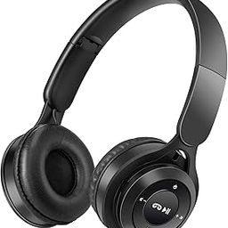 Kids Bluetooth Headphones, On Ear Wireless Headsets for Children with Built-in Microphone, Foldable Stereo Detachable Aux 3.5mm Cord, Kids Headphones for Boys Girls School iPad Tablet (Black)-2