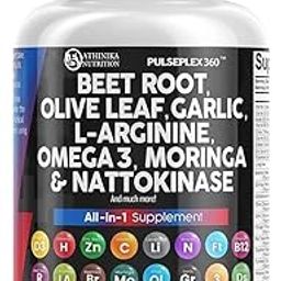 Beet Root Capsules 6000mg Olive Leaf Nattokinase FU Garlic Extract L-Arginine 400mg Omega 3 Red Yeast Rice Hibiscus Danshen - Healthy Support Supplement --image-121