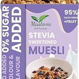 Misstevia Sugar Free Muesli 500g | Stevia Sweetened Muesli In India | 95% Oats, Seeds & Fruits | High Fiber Low Calorie Diet Diabetic & Kids Friendly | Healthy Breakfast & Snack | Diet Food Wholegrain-image-46