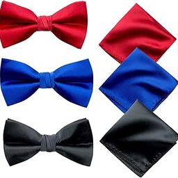 Premium Satin Bow Tie Combo for Men | Adjustable Neckband for Perfect Fit | Handcrafted Bow Tie for Suits & Tuxedo for Formal Events & Weddings (Pack of 3) (Red, Royal Blue & Black)-picture-27
