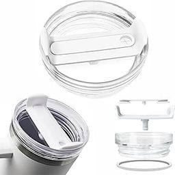iBuddy Tumbler Lid Replacement For 1.2L Stanley Cap Replacement With Straw Hole Stanley Cup - Leak Proof For Tumbler Cap Sipper Lid- 1 PC, White-image-22