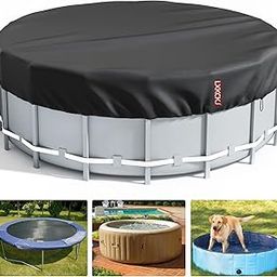 LXKCKJ 6 Ft Round Pool Cover, Solar Covers for Above Ground Pools, Stock Tank Pool Covers Protector with Accessories, Round Hot Tub Cover Ideal for Waterproof and Dustproof (Black)-picture-1