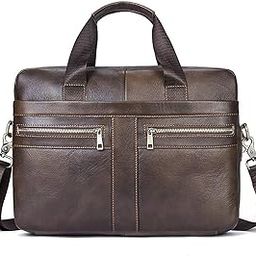 Leather Briefcase 15.6 inch Laptop Bag for Shoulder Messenger Bag,Office Bag ((Brown))-16