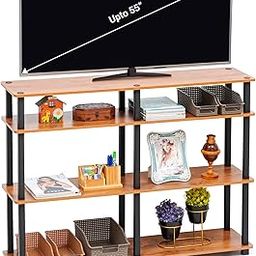 Livzing 4 Tier Wooden TNT TV Entertainment Units | Sturdy Construction | Holds up to 55 inches TV | Multiple Shelves & Open Shelving | Ventilation | Modern TV Stand-23