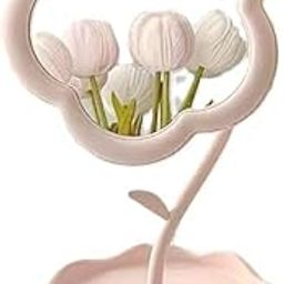 AVIARA™ Flower-Shaped Makeup Mirror, Rotatable Makeup Mirror with Tray Table Vanity Mirror Cute Flower-Shaped Mirror for Tabletop, Bedroom, Living Room (Multicolour) (Heavy Plastic) (Pack of 1)-image-73