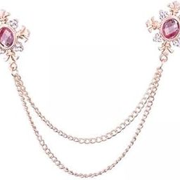 4xMen's Brooch Lapel Fashion Women Rhinestone Chain Brooch for Shirts Coat Tie Gold Pink Red-image-68