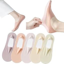 5 Pairs Invisible Ice Silk Breathable Socks,No Show Socks Ultra Low Cut Liner Socks Non Slip Hidden for Womens sock-image-80