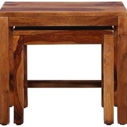 KENDLWOOD Solid Sheesham Wood Nesting Table Set of 2 Stools Bedside Table Nightstand Sofa Side Table End Table for Living Room Bedroom Home Office Wooden Furniture (Brown Finish)-image-71