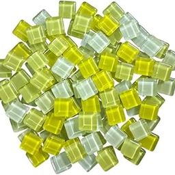 Crystal Mosaic Tiles Squares Stained Glass for Crafts Supplies DIY Picture Frames Handmade Jewelry Coasters Art Material (Mini Glass Yellow Mix) (Quantity : 200gms Per Packet Pcs : 100-130)-image-6