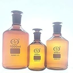 ISKO Borosilicate glass reagent bottle Amber color with solid stopper (Set of 2) (125 ml)-18
