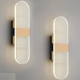 Groeien Pack of 2 Modern LED 15watt Round Shape Nordic Sconce Transparent Indoor Home Acrylic Wall Lamp - Warm White (2, Round Shape)-10