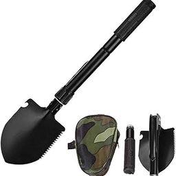 JD PRO | Military Portable Folding Shovel and Pickax, Small Compact Pickaxe with Carrying Pouch, Military Entrenching Survival Multitool for Camping, Hiking, Backpacking, Pouch Included.| (Black)-10