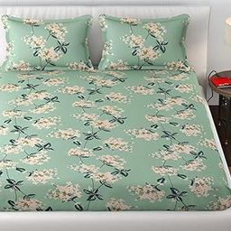 DECOR DEAL Premium Heavy Cotton Elastic Fitted Double Bedsheets with 2 King Size Pillow Covers || Double Bed with All Around Elastic 350 TC || 72 x 78 x 10 Inch King Size Fitted || - Pista Green-image-78