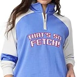 Mean Girls: So Fetch Women and Girls Long Sleeves Collared Neck Blue and White Embroidered Cotton Blend Oversized Rugby Polo Sweatshirts-picture-38