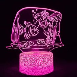 Jinnwell 3D Fish Night Light Lamp Illusion 7 Color Changing Touch Switch Table Desk Decoration Lamps Acrylic Flat ABS Base USB Cable Birthday Gift Toys-14