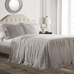 Lush Decor 16T002845 Ruffle Skirt 3 Piece Bedspread Set, Full, Gray-image-46