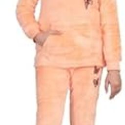 SHOPMORE Girls' Super Soft Fur Tracksuit Set | Cozy Winter Wear with Embroidered Butterfly Design | Full Sleeve Sweatshirt & Straight Fit Pants-image-10