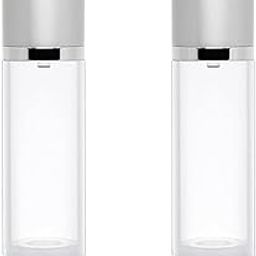 B.H.Industry Airless Pump Bottle, 50 ml, Transparent with Matte Silver Finish, Glass, Pack of 1-54