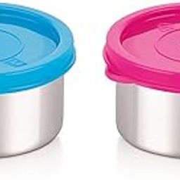 sunlife - Stainless Steel Chutney Dabba Set Of 2 (75ml Each) - Durable Food-Grade Plastic Lids, Perfect Small Tiffin Boxes for Chutney, Dips & Pickle (Style-72 (75ml Each), Pack Of 2)-image-69