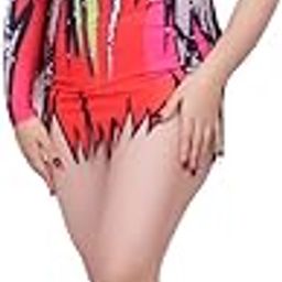 स्वदेस SPORTS Shimmering Elegance Rhythmic Gymnastics Leotard, Tropical Floral Design, Long Sleeve Performance Wear-image-32