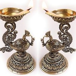 The Spiritual Living Peacock Diya | 3.25 Inch | Peacock Design Brass Diya | Brass Diyas for Home | Kuthu Vilakku Decoration Items for Home Decor | Diya for Diwali | Ideal for Gifting | 2 PCS-image-31