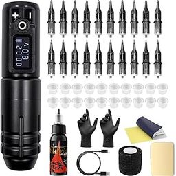 Tattoo Gizmo Wireless Tattoo Machine Kit – Professional Rotary Pen Gun Adjustable Stroke Cordless Machine Starter Kit for Beginners with Cartridges Needles, Black Ink - WTMK03-image-39