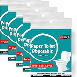 BE SAFE Forever Disposable Toilet Seat Cover, 10 Sheets | Prevent Direct Contact Unhygienic Seats | Easy to Use and Dispose, Flushable Paper DTDCBL Pack of 5-image-40
