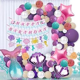 Party Propz Mermaid Theme Birthday Decorations - Large 68Pcs, Birthday Decoration Items For Girl | Mermaid Tail Foil Balloon | Happy Birthday Decoration Kit | Mermaid Balloons for Birthday Decoration-image-28