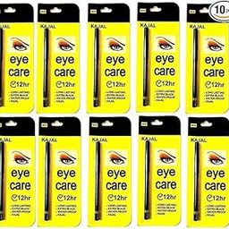 Eye Definer Waterproof Kajal Creamy &Smooth Long Lasting Upto 12 Hrs(Pack of 10) (Black, 10 ml)-picture-52