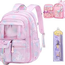 School Backpacks for Girls Stylish School Bags for Girls Kids 7-12 Years Old Cartoon Water Resistant Backpack Durable Burden Relief School Bag Children's Day Birthday Gift for Girls-image-51