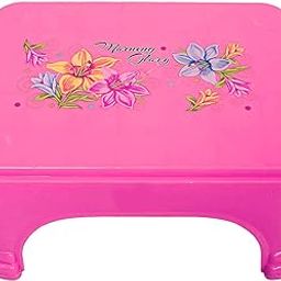 Kuber Industries Bathroom Stool|Plastic Stool for Bathroom|Anti-Slip with Strong Bearing|Pink|-image-21