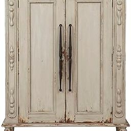 TGF Furniture Store Vintage Distressed Storage Cabinet – Double Door Wooden Accent Cabinet with Ornate Carved Details – Antique White Finish – Rustic Storage Unit for Living Room, Bedroom, or Entryway-image-23