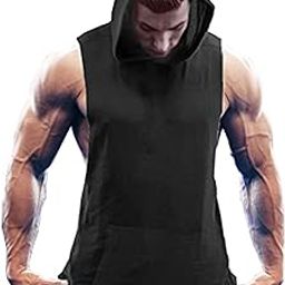 Men's Workout Hooded Body Building Muscle Cut Off T Shirt Sleevele Hoodies-image-38