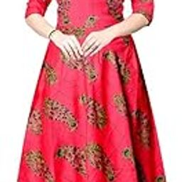 Women's Rayon Digital Printed Anarkali Long Gown Multicolour-image-1