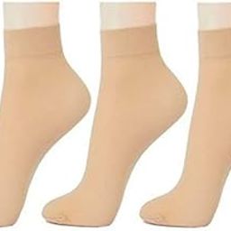 Women's Ankle Length Synthetic Socks (Pack of 3) (76_03_Skin)-image-2