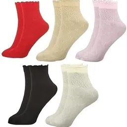 aenon fashion is my passion Girls Ankle Length Cotton Socks With Colourful Cute Colours Also for Women Low Cut Ankle socks Combo (Cotton blend) (Colors May Vary)-picture-4