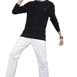 Men's Navy Blue Knitted 100% Cotton Sweater-image-52
