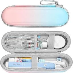 HANNEA® Electric Toothbrush Hard Travel Case Compatible with Oral-B Pro Pro 500 300 1500 iO series 7 8 9 Electric Toothbrush, Portable EVA Protective Storage Bag Holder with Mesh Pocket, Pink-image-63