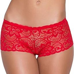 PinkZaar Women's Boyshorts Panty | Soft Lace Underwear | Free Size Fit to S/M/L | Stylish & Comfortable Red-image-21