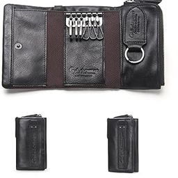 Grnuine Leather Key Case,Mens Leather Cowhide Key Chain Bag,Keyring Card ID Holder Wallet Purse Brown-image-43