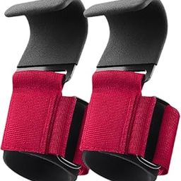 MERISHOPP 2 Pieces Weight Lifting Hooks Practical for Bodybuilding Deadlifting Pull up Red-picture-21