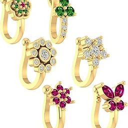 Gold Plated Clip on Nose pin without Hole Non Piercing Pressing Type Nose ring Stud for Women & Girls-picture-1