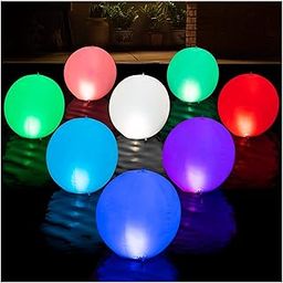 HAPIKAY 2019 Solar Floating Pool Lights - 7 Fun Vibrant Changing Colors - 14-inch Inflatable Floatable Hangable Wateproof - Include Free Decal Stickers - Decorations for Pool Garden Backyard - 2 Pack-11