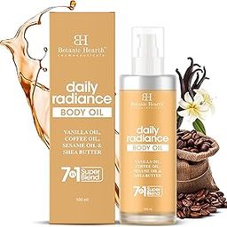 Botanic Hearth Daily Radiance Body Oil 100 ml - Lightweight Hydrating Oil with Vanilla, Coffee, Sesame Oil & Shea Butter for Glowing Skin for Men & Women - in a Premium Glass Bottle-picture-32