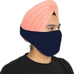 Reusable Cotton Hosiery Pagri Mask For Men Blue Pack of 1-52