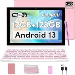 Android 13 Tablet 10 inch 12GB RAM + 128GB ROM 2.0Ghz Quad-Core Computer 2.4G/5G WiFi6 BT 5.0 Tablet PC 1280x800 IPS HD 2 in 1 Tablet with Keyboard Case and Stylus 6000mAh-4