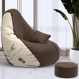 Biggie Bean Bag with Beans Filled 4XL VibeBoost Premium with Free Cushion and Footrest - Official : Brewed Bliss Combo (Matching Color : Regular, e=mc2 Brown Cream)-picture-6