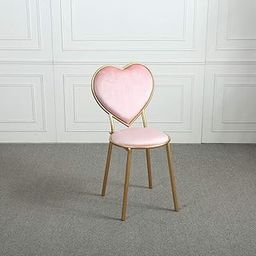 IronKaar Round Ottoman with Gold Metal Legs for Home, Craft Heart Shape Love Shape Back Velvet Desk Chair Make Up Bedroom Furniture Round Ottoman with Gold Metal Legs (Pink)-image-21